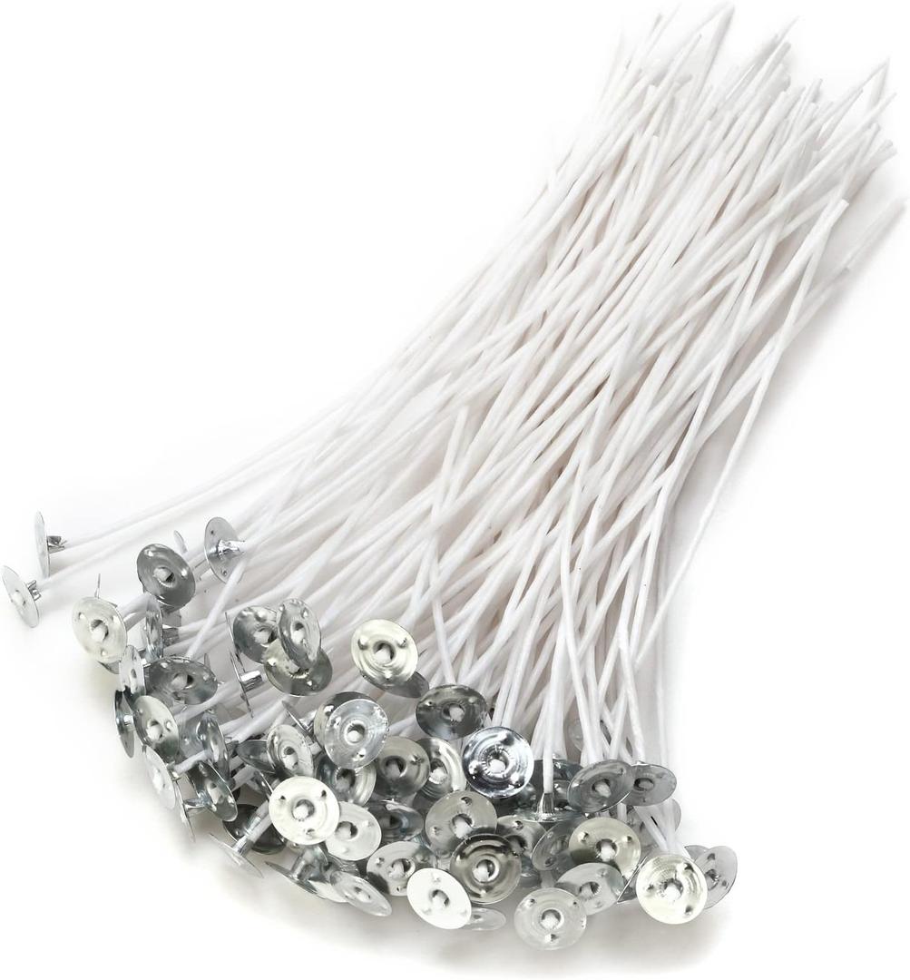 Candle Wicks,Candle Wicks for Candle Making,6 Inch 100 Piece DIY Pre-Waxed Cotton Wick with Tabs