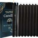 24 Pack Tall Taper candles-10 Inch Black Dripless, Unscented Dinner Candle Sticks, for Shabby, Halloween, Christmas, Wedding, 8 Hours Burn Time.