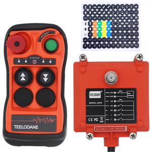 Q200 Industrial Wireless Crane Remote Control kit 2 Button 12v 24v Electric Lift Hoist Transmitter Receiver with Emergency Stop (AC/DC 12-24V 1T1R)