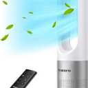 Bladeless Fan for Bedroom, 22" Tower Fan with Remote, 8 Speeds, 9 Hour Timer, 90 Oscillating, LED Display with Auto Off, Easy to Clean, Bladeless Desk Fan for Bedroom, Kitchen, Office