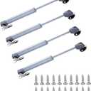 60N/14 lb Gas Strut Cabinet Hinge Safety Lift Support, Gas Shock and Soft Opening and Cushioning Telescopic Cabinet Door Rubber Head Gas Spring Support 6" Length, 4 Set, Siver