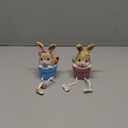 Lulu Home Easter Bunny Figurine, Set of 2 Resin Pot Bunny Shelf Sitters with Dangling Legs, Cute Modern Easter Statue Tabletop Sculpture Centerpieces Decorations