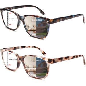 Progressive Multifocal Reading Glasses for Women Photochromic Gray Sunglasses Blue Light Block Stylish Ladies Readers