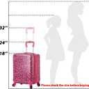 Redbaker 17 Inch 6 Pcs Kids Luggage Set Kids Rolling Luggage Double Pattern Suitcase for Boys Girls (Hot Pink, Leopard Print Style)
