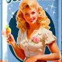 LANOLU Vintage Tin Sign Retro Diner Decor ICE CREAM, Metal Kitchen Signs Wall Decor, 8x12 inches