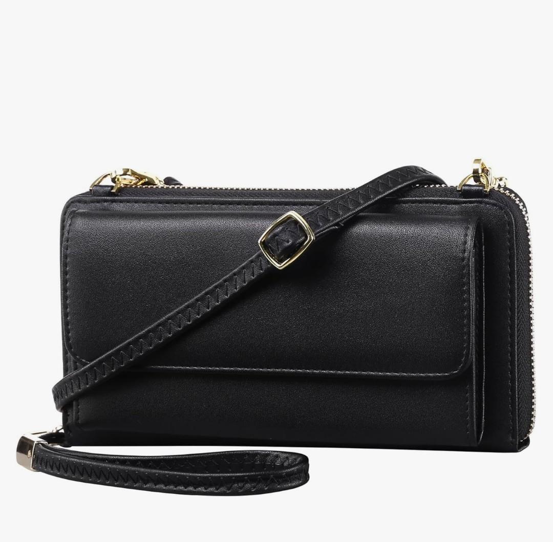 Fashion Ladies Solid Color Large Capacity Leather Shoulder Bag Messenger Bag over Shoulder Bag (Black, One Size)