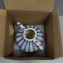 Blue and White Ceramic Vase, Mid Century Modern Striped Small Vases for Flower&Pampas Grass Centerpiece, Blue White Checkered Vase for Dining Table Kitchen Tabletop Minimalist Decorative