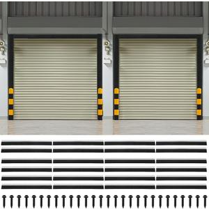 DoubleFill 2 Pack 14 x 14 ft Garage Door Brush Seal Kit, 3 Inch Roll up Door Seal with Aluminum Track, Heavy Duty Nylon Brush for Commercial Doors, Warehouse Barn, Energy Saving, Pest Proof, Black
