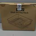 Stainless Steel Dish Drying Rack for Kitchen Counter, Sink Organization and Storage Essentials with Silverware & Utensil Holder, Home and Apartment Decor, 12''W x 15.5''L, White