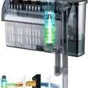 Large Hang on Back Aquarium Filter 264GPH for 40-100 Gal. Fish Tank, w/ U-V Light Surface Skimmer 13-Stage Filtration Suspension Oxygen Deodorization Green Clean Machine Saltwater Freshwater Clear