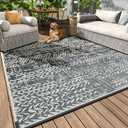 MontVoo Outdoor Rug 8x10 Waterproof-Patio Rug Mat Outdoor Carpet Reversible RV Camping Picnic Plastic Straw Rug Outside Outdoor Area Rug for Balcony Deck Backyard Patio Decor Boho Modern Abstract