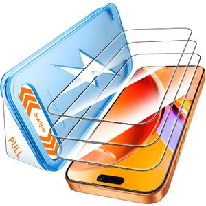 Mkeke for iPhone 17 Pro Max Screen Protector 3 Pack [9H+ Tempered Glass] [Military-Grade Drop Protection] [Easy Installation] Shockproof Full Edge Coverage 6.9 Inch 2025