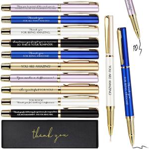 PerKoop 10 Set Thank You Gifts Ballpoint Pens with Gift Boxes Bulk Valentines Appreciation Gifts for Employee Coworker Staff Nurse Teacher Team Office Supplies (Multicolor,Mixed)