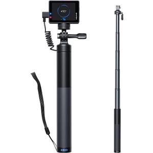 WOLFANG GB2200 Rechargeable Selfie Stick with 2600mAh Rechargeable Battery, Selfie Stick Black Rotation Action Camera, Compatible with Other Action Cameras and Travel(24-60CM)
