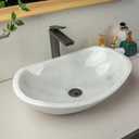 Natural white marble boat-shaped sink with irregular natural brown/black veining, 100% handcrafted. Bathroom vanity sinkelegant and refined, suitable for bathroom vanities or countertops., 19.7" x 14.2" x 5.9"