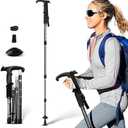 Telescopic Walking Cane 43 Inch with Anti-Shock & T-Grip Handle - 7075 Aluminum Quick Lock Trekking Pole, Ultralight for Hiking, Camping, Mountaineering