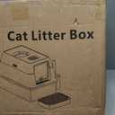 Extra Large Stainless Steel Litter Box with Lid, High Sided Enclosed Metal Cat Litter Pan, Dog Proof Front Entry Top Exit, Odor Control Easy Clean Leak Proof, Includes Scoop & Step, Light Gray