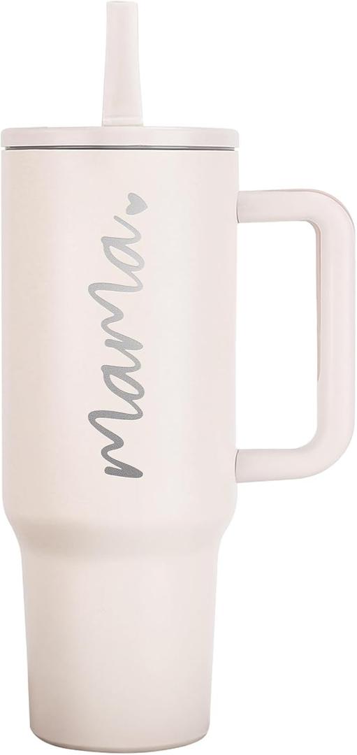 Mama Tumbler 40 oz Cup with Lids Straws First Mothers Day Gifts for New Mom Gifts for Pregnant Mother, Mama, Mom To Be