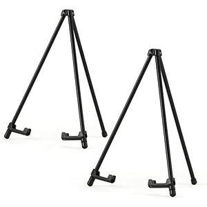 Somime 14" High Tabletop Instant Display Easel - Black Steel Small Tripod Easel Stand with Adjustable Holders for Pictures, Paintings, Posters and Store Signs(2 Pack)