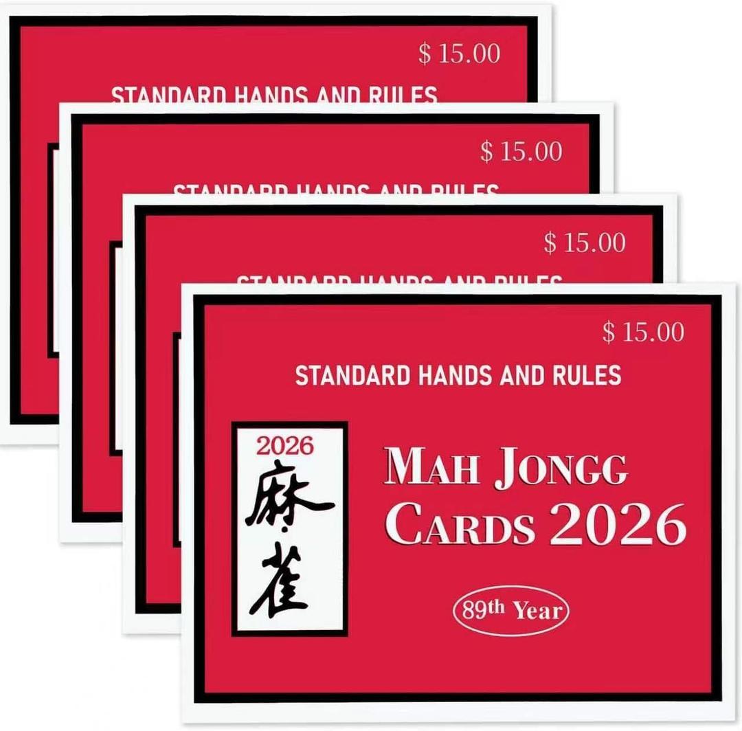Mahjong Cards 2026,2026 American Mah Jong Rule Cards, Large Print Easy to Read Mahjong Standard Hands & Reference Cards, 4-Pack