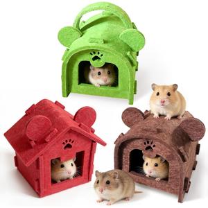 3-Pack Guinea Pig Houses Hideout, Small Pet Toy Cages, Cute Homes Bed for Small Animals Like Hamsters, Mouse Babies, Guinea Pigs, Ferrets, Chinchillas, and Hedgehogs to Hide and Rest.