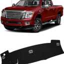 FIILINES Dash Cover for Nissan Titan for 2016-2024, Dashboard Mat Cover Titan Accessories Sunshade Nonslip Mesh Protector No Glare Black
