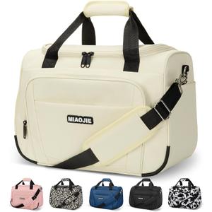 Underseat Carry On Luggage Lightweight Travel Tote Weekender Bag Overnight Duffle Bag for Travel, Travel Essentials Personal Item Travel Bag for Women and Men, Beige-16Inch