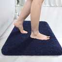 LOCHAS Bathroom Rug 36x24 Inch, Soft Thick Absorbent Microfiber Bath Rugs for Bathroom, Machine Washable, Shaggy Plush Non Slip Bath Mat for Tub, Shower Floor, Quick Dry Mats, Navy