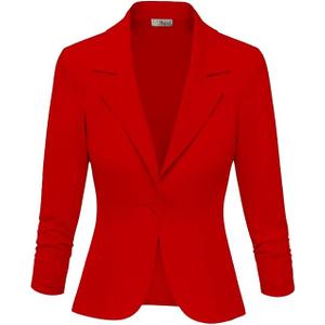 Hybrid & Company Women Super Comfy Ponte Office Blazer M, Premium Ponty-red