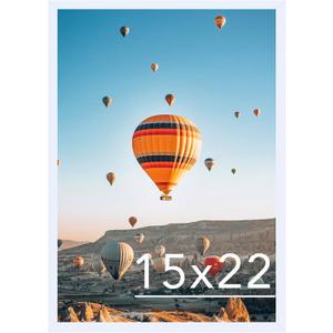 JCJMY 15x22 Picture Frame White for Poster Photo Picture, Horizontal and Vertical Formats for Wall Hanging, 15 x 22 Wall Gallery Poster Photo Frame for 15 by 22 Photos Posters, White
