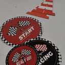 3-Tier Racing Traffic Cones Cupcake Stand for Race Car Birthday Party Decorations,Race Car Party Supplies, Paper Rounded Table Centerpiece for Cakes, Muffins, Macaroons