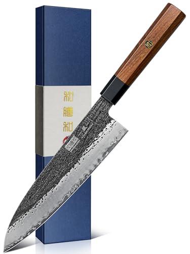 HOSHANHO 8 Inch Chef Knife, 9 Layers 10CR15MOV High Carbon Steel Kitchen Knife, Japanese Professional Gyuto Chefs Knives with Octagonal Rosewood Handle