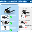 Amerdeco 1 Pack Matte Black Passage Door Handles,Heavy Duty Non-Locking Door Lever for Hall, Closet,Office Area, Shopping Malls AM0027