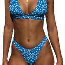 Bathing Suits for Women Deep V Neck Sexy Two Piece Bikini Sets for Women Thong Halter Cheeky Swimsuit (Small, Flower 5)