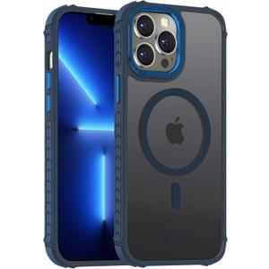 DEERLAMN Strong Magnetic Case for iPhone 15 Pro Max 6.7-Inch,[Compatible with Magsafe][Military Grade Drop Protection] Translucent Matte Shockproof Protective Phone Cover-Forest Blue