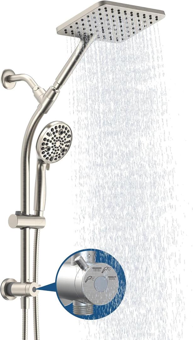 Rain Shower Head with Handheld High Pressure rainfall Shower Heads with Handheld Spray Combo,Brushed Nickel