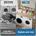 Washer Dryer Countertop with Shelf 54" W x 27.5" L Laundry countertop for Washer and Dryer with Edge Rails, Oak