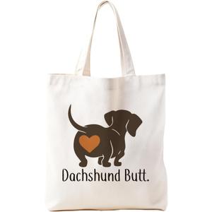 Funny Dachshund Gifts Canvas Tote Bag for Women, Dog Tote Bag, Dachshund Gifts for Dachshund Lover, Dog Gift Bag Reusable Grocery Shopping bags Beach Bag
