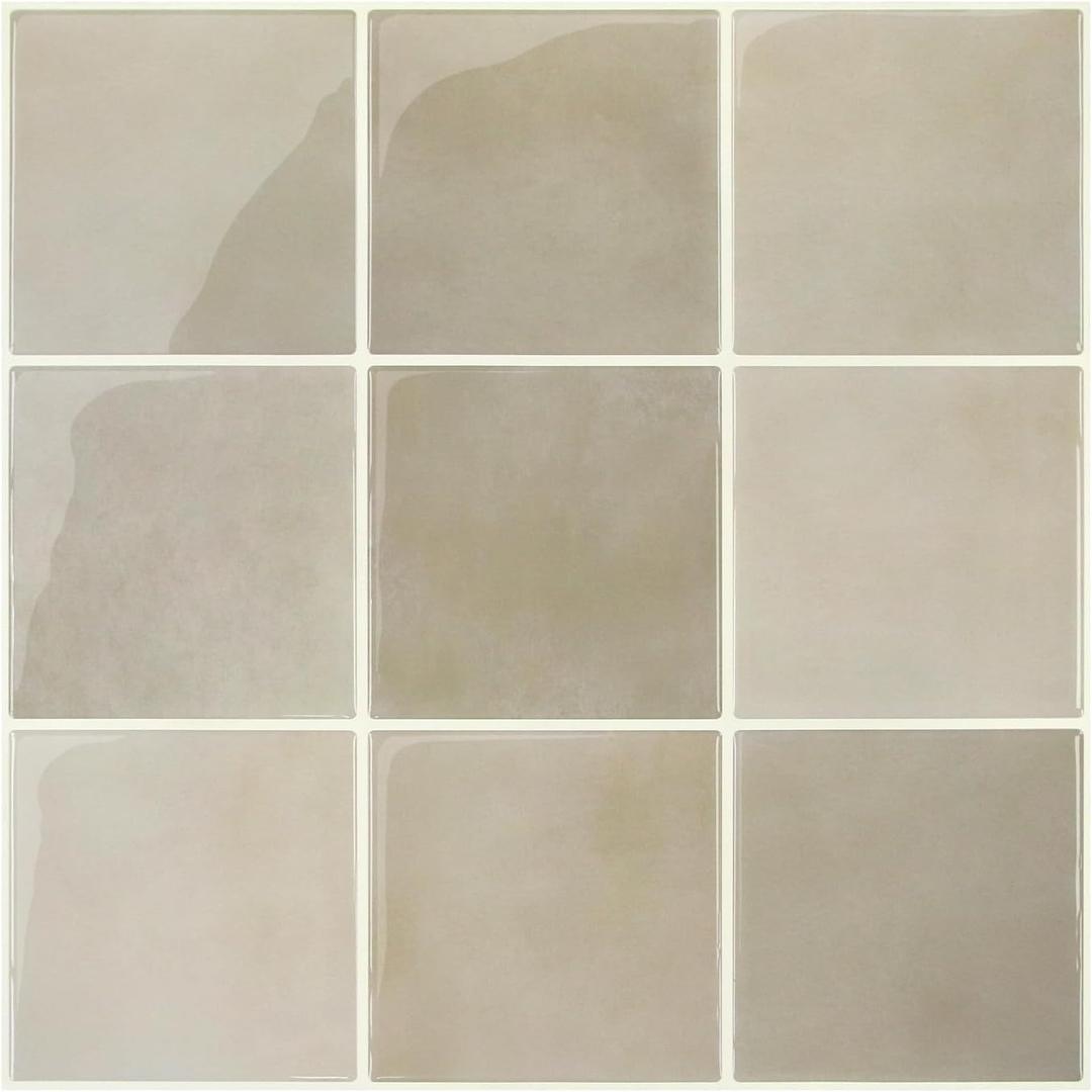 Upgraded Thicker Peel and Stick Backsplash Tiles for Kitchen, 10 Pcs of 12''x12'',3D Peel and Stick Tiles for Wall Removable Vinyl Backsplash Kitchen Bathroom Waterproof