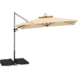 Patio Umbrella, Rectangle Outdoor Cantilever Umbrella, Aluminum Offset Umbrella with Champagne Frame for Pool Deck Garden Outdoor shade for Garden Deck Pool Patio, Beige(Weighted Base Not Include) (8.5' x 8.5')