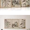 DRACIT Watercolor Tree Landscape Framed Canvas Print Wall Art Set,Retro Nature Forest Scenery Wall Decor,Vintage Grayscale Calming Misty Artwork for Living Room,Bedroom,Farmhouse-16 x24 x3