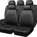 CAR PASS Universal Reflect Piping Leather Car Seat Cover, Fit for suvs,Van,Trucks,Airbag Compatible,Inside Zipper Design and Reserved Opening Holes (Full Set, Black and Grey)