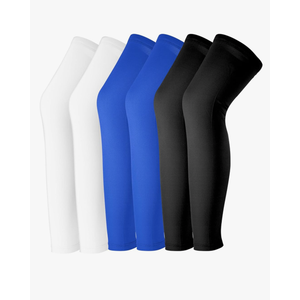 3Pair Compression Leg Sleeves,Full Leg Sleeve for Men Women, UV Long Knee Sleeves for Sport Running,Black,Blue,White (Black+Blue+White)