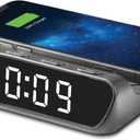 Timex Alarm Clock with Wireless Charger for iPhone, Android, and AirPods - Black (TW14B)