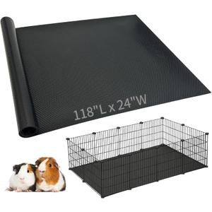 Hamiledyi Guinea Pig Cage Liner Reusable Guinea Pig Bedding Easily Cut to Suit Cage Washable and Anti Slip Guinea Pig Pee Pads for Small Animal Hamster Rat Rabbit Chinchillas (24" x 118" Black)