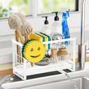 Sponge Holder for Kitchen Sink with Flexible Sponge Holder Smiley Face,2 Tier Kitchen Sink Organizer Countertop and Storage Essentials,Soap Dispenser Organize,Home Decor Accessories-White
