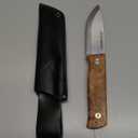 8.54"Birch wood handle Finnish traditional hunting knife - FullTang 60HRC High carbon steel Blade With cowhide scabbard