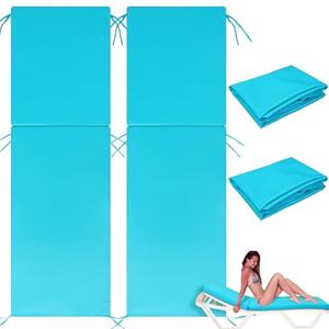 FuWeave 1 Pcs Waterproof Chaise Lounge Cushion Cover Outdoor (Not Includes Cushion) 72 x 21 x 3 Inch Chair Replacement Cover Chaise Slipcover with Zipper Ties for Patio Pool (Lake Blue)
