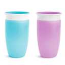 Munchkin Sippy Cups for Toddlers 1-3, Spill Proof Miracle 360 Cup, 10 Ounce, 2 Pack, Blue/Purple
