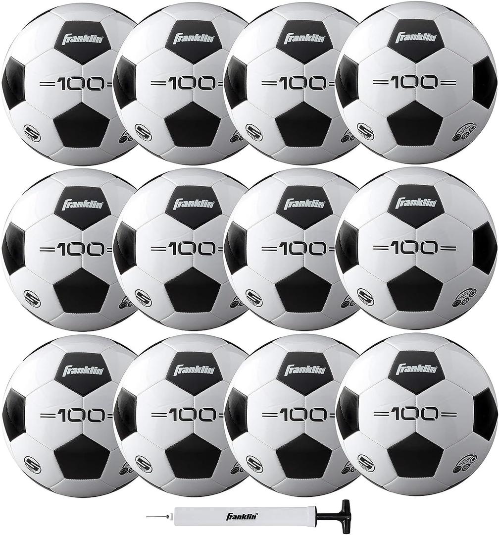 Franklin Sports Soccer Balls - Youth & Adult - Sizes 3, 4 & 5 - Single & Bulk Packs - Black & White